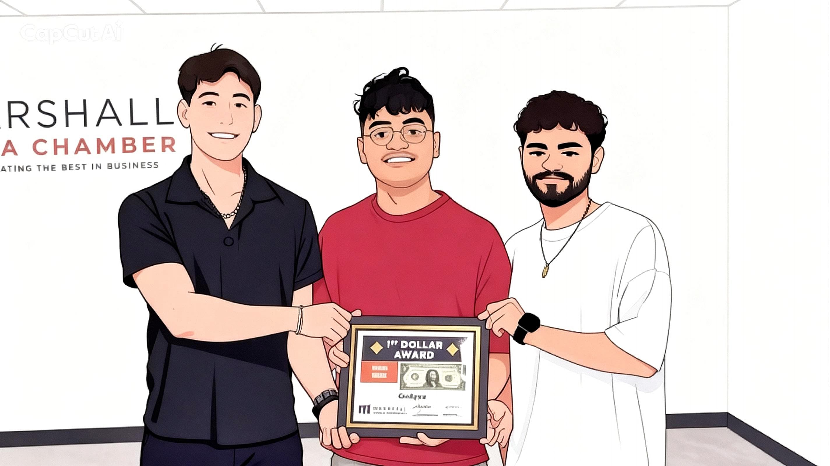 Illustration of three Codyza founders holding their First Dollar Award